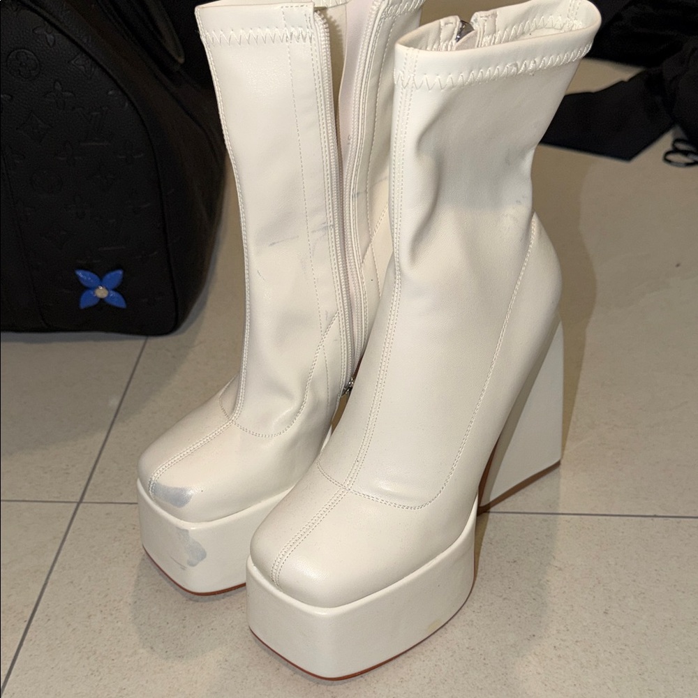 White Platform Ankle Boots